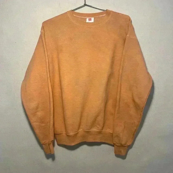 Hanes | Unisex Garment Dyed Crewneck Sweatshirt - Burnt Orange / Sz S - Picture 2 of 5